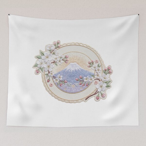 Item preview, Sunrise Mt Fuji Cherry Blossom Badge Art designed and sold by dcdjapan.