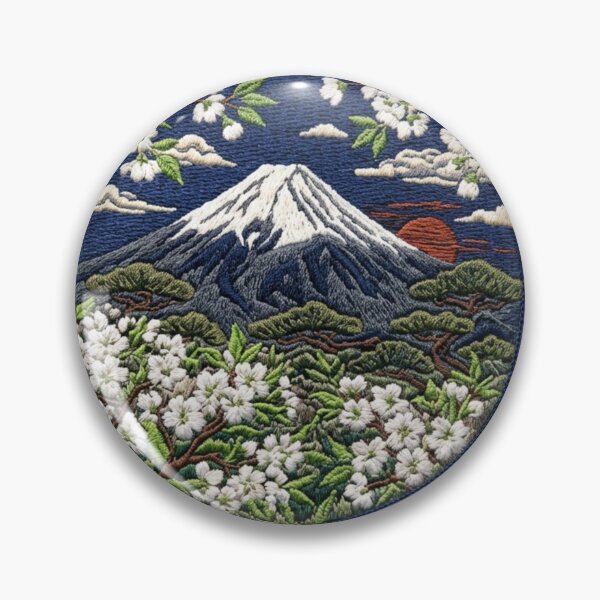 Item preview, Elegant White Oshima Sakura Mt Fuji Patch designed and sold by dcdjapan.