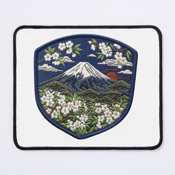 Item preview, Elegant White Oshima Sakura Mt Fuji Patch designed and sold by dcdjapan.