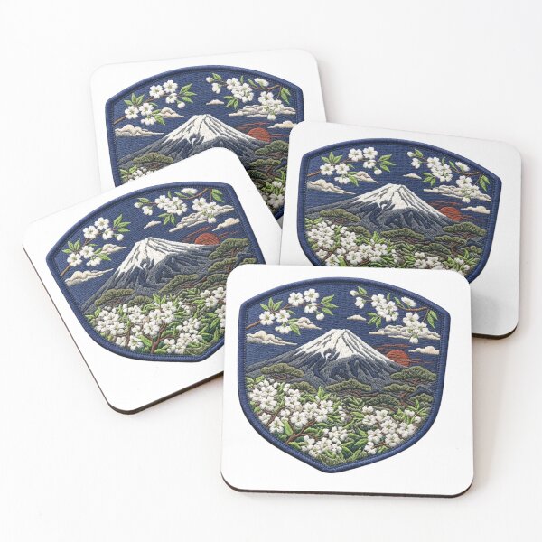 Item preview, Elegant White Oshima Sakura Mt Fuji Patch designed and sold by dcdjapan.