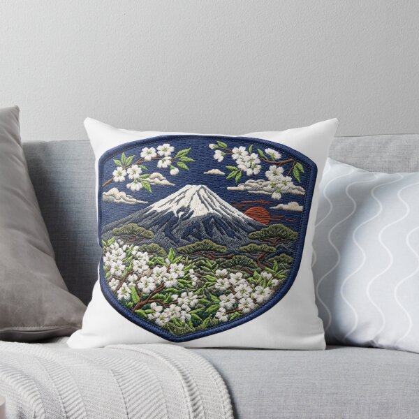 Item preview, Elegant White Oshima Sakura Mt Fuji Patch designed and sold by dcdjapan.