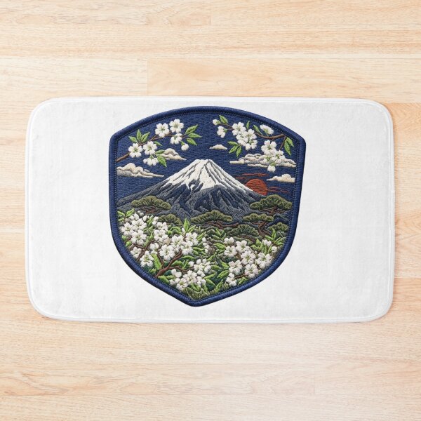 Item preview, Elegant White Oshima Sakura Mt Fuji Patch designed and sold by dcdjapan.
