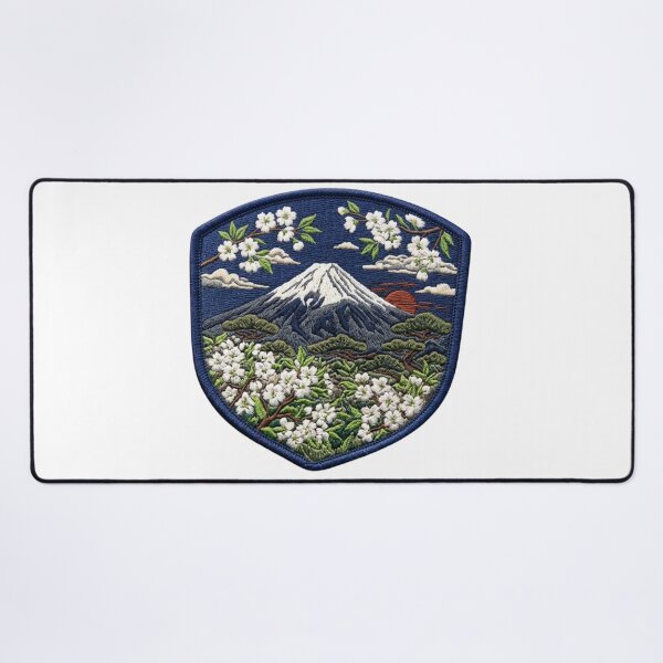 Item preview, Elegant White Oshima Sakura Mt Fuji Patch designed and sold by dcdjapan.
