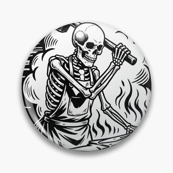 Item preview, Skeleton Blacksmith Forging Sword on Anvil with Hammer designed and sold by MisteryDesigner.