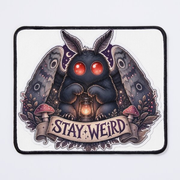 Item preview, Cute Mothman Stay Weird Glowing Red Eyes Plum Purple designed and sold by StickyGuys.