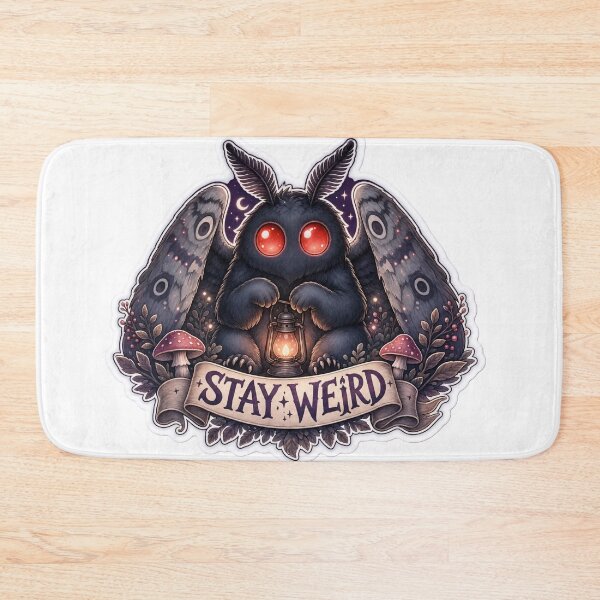 Item preview, Cute Mothman Stay Weird Glowing Red Eyes Plum Purple designed and sold by StickyGuys.