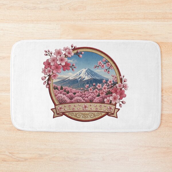 Item preview, Mt Fuji Cherry Blossom Embroidered Patch Design designed and sold by dcdjapan.