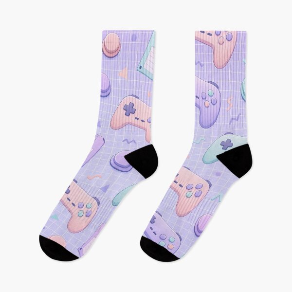 Item preview, Pastel Cosy Gaming Controllers And Grids Retro Seamless Pattern Soft Lilac designed and sold by StickyGuys.