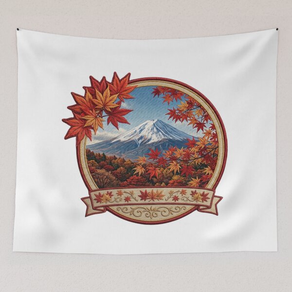 Item preview, Mt Fuji Autumn Leaves Embroidered Patch Art designed and sold by dcdjapan.
