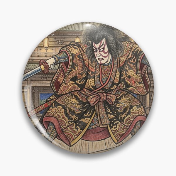 Item preview, Dynamic Kabuki Warrior Colored Pencil Drawing designed and sold by dcdjapan.