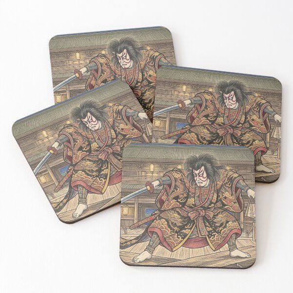 Item preview, Dynamic Kabuki Warrior Colored Pencil Drawing designed and sold by dcdjapan.