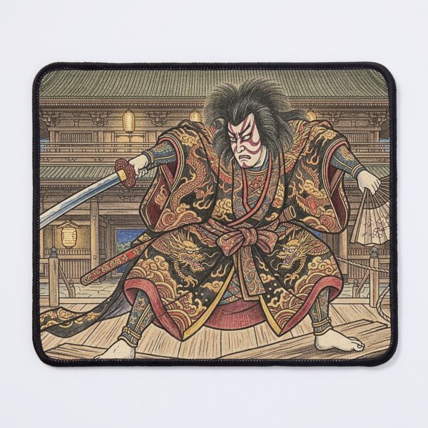 Item preview, Dynamic Kabuki Warrior Colored Pencil Drawing designed and sold by dcdjapan.