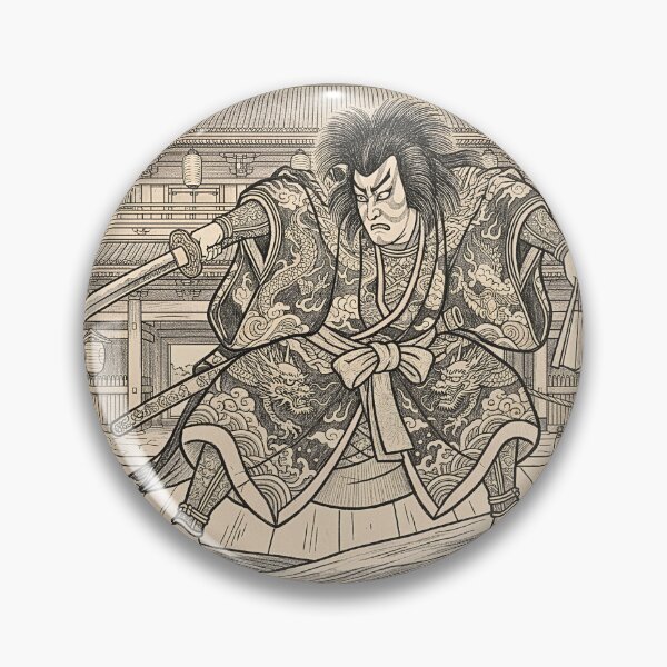 Item preview, Dynamic Kabuki Warrior Colored Pencil Drawing designed and sold by dcdjapan.