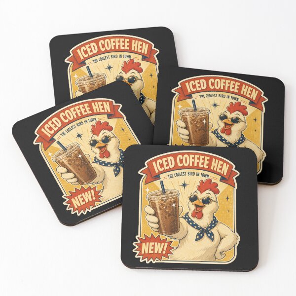 Item preview, Iced Coffee Hen Vintage Badge Duo Art Funny Coffee Quote Gift for Coffee Lovers designed and sold by Nightarel.