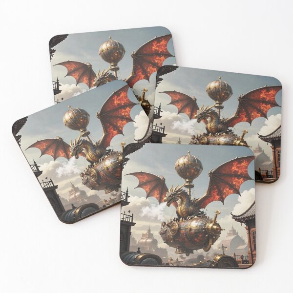 Item preview, Steampunk Dragon Airship in Epic Illustration Style designed and sold by Lucia Amaris Art.