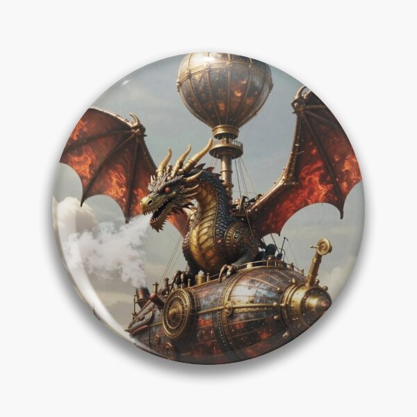 Item preview, Steampunk Dragon Airship in Epic Illustration Style designed and sold by Lucia Amaris Art.