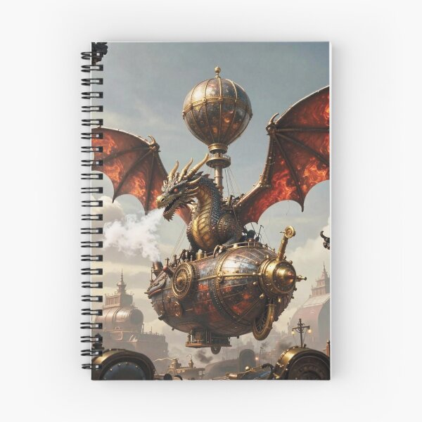 Item preview, Steampunk Dragon Airship in Epic Illustration Style designed and sold by Lucia Amaris Art.