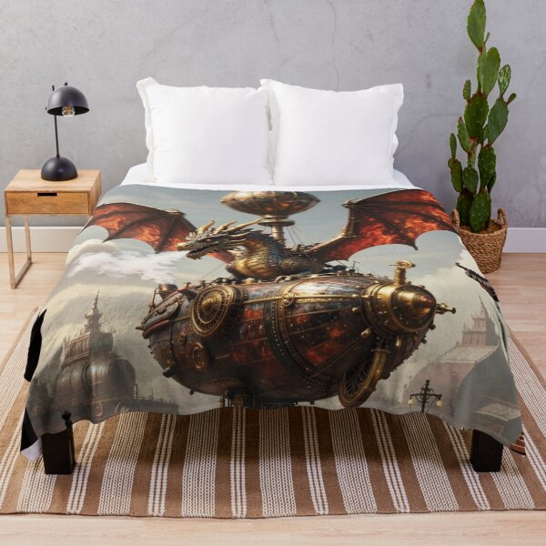Item preview, Steampunk Dragon Airship in Epic Illustration Style designed and sold by Lucia Amaris Art.