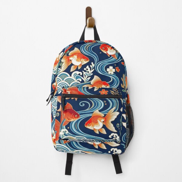 Item preview, Vibrant Traditional Japanese Goldfish and Waves Pattern designed and sold by dcdjapan.