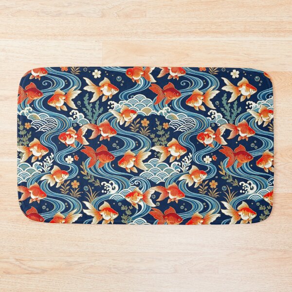 Item preview, Vibrant Traditional Japanese Goldfish and Waves Pattern designed and sold by dcdjapan.