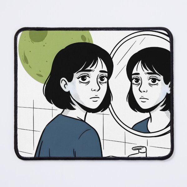 Item preview, Weary Reflection Bathroom Mirror Minimalist Poster designed and sold by DuckOddity.