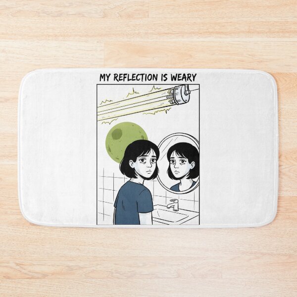 Item preview, Weary Reflection Bathroom Mirror Minimalist Poster designed and sold by DuckOddity.