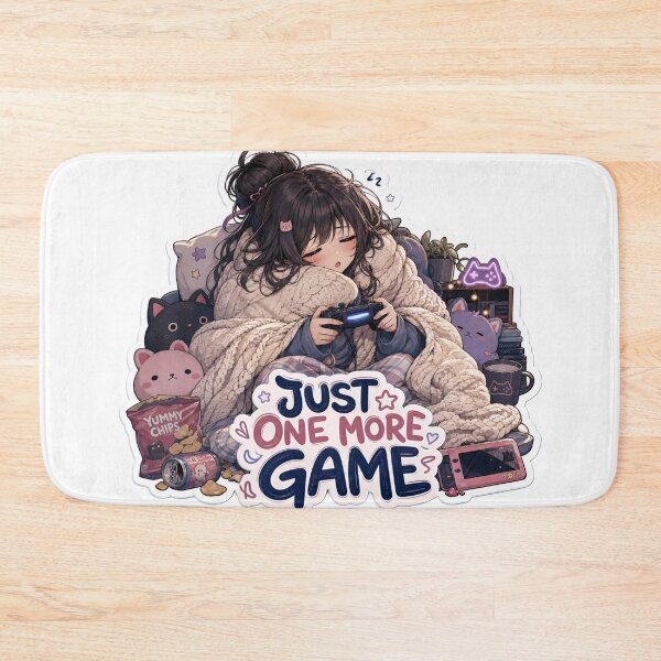 Item preview, Sleepy Cosy Gamer Girl Just One More Game Soft Lilac designed and sold by StickyGuys.