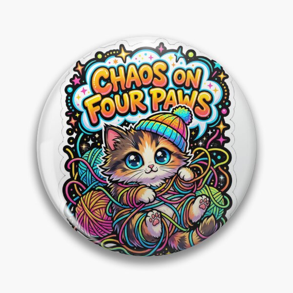Item preview, Item with a Chaos on Four Paws design: Calico Kitten with Balls of Yarn - Gift for Cat Lovers designed and sold by jcm320.