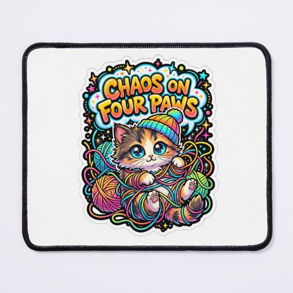 Item preview, Item with a Chaos on Four Paws design: Calico Kitten with Balls of Yarn - Gift for Cat Lovers designed and sold by jcm320.