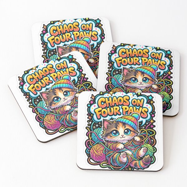 Item preview, Item with a Chaos on Four Paws design: Calico Kitten with Balls of Yarn - Gift for Cat Lovers designed and sold by jcm320.