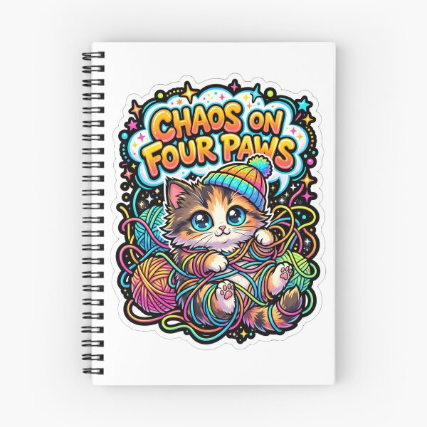 Item preview, Item with a Chaos on Four Paws design: Calico Kitten with Balls of Yarn - Gift for Cat Lovers designed and sold by jcm320.