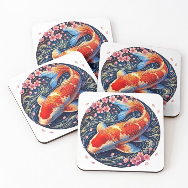 Item preview, Japanese Koi Fish with Cherry Blossoms Ukiyo-e  designed and sold by dcdjapan.