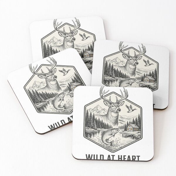 Item preview, Wild At Heart T-Shirt, Deer Hunting Fishing Nature Lover Gift, Rustic Outdoor Adventure Graphic Tee, Cabin Wildlife Shirt designed and sold by OUICHA.
