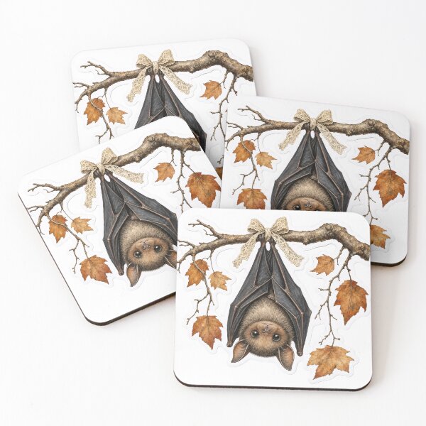 Item preview, Cute Vintage Halloween Bat Hanging From Bare Branch Oxblood Red designed and sold by StickyGuys.