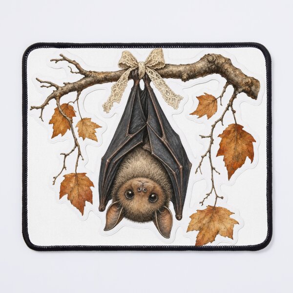 Item preview, Cute Vintage Halloween Bat Hanging From Bare Branch Oxblood Red designed and sold by StickyGuys.
