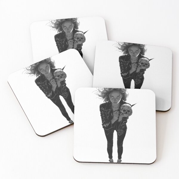 Item preview, Gothic woman in leather jacket holding a human as transparent PNG designed and sold by Creative88Art.
