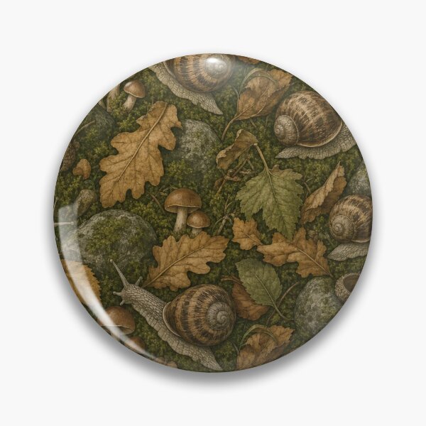 Item preview, Goblincore Snails Moss And Forest Floor Seamless Pattern Olive Green designed and sold by StickyGuys.