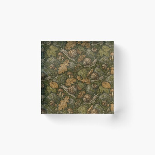 Item preview, Goblincore Snails Moss And Forest Floor Seamless Pattern Olive Green designed and sold by StickyGuys.