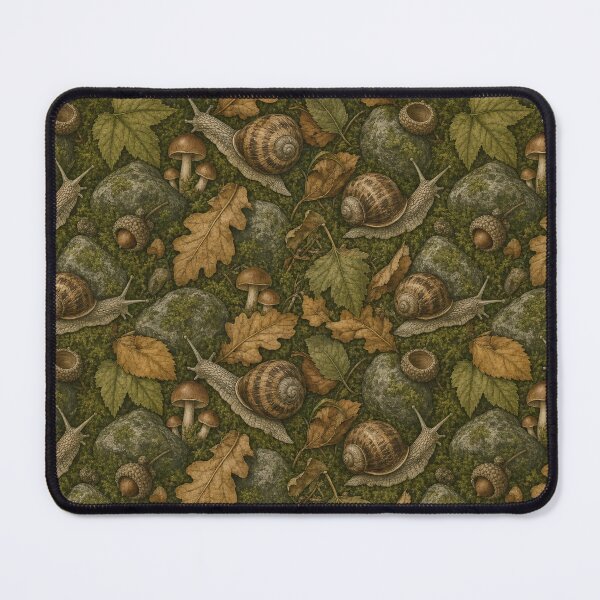 Item preview, Goblincore Snails Moss And Forest Floor Seamless Pattern Olive Green designed and sold by StickyGuys.