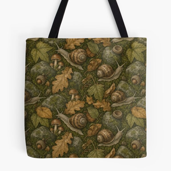 Item preview, Goblincore Snails Moss And Forest Floor Seamless Pattern Olive Green designed and sold by StickyGuys.