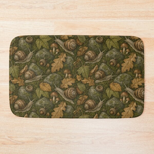 Item preview, Goblincore Snails Moss And Forest Floor Seamless Pattern Olive Green designed and sold by StickyGuys.