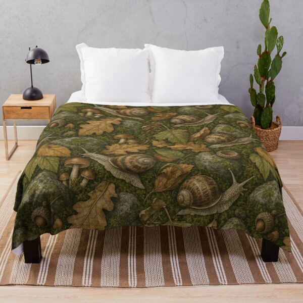 Item preview, Goblincore Snails Moss And Forest Floor Seamless Pattern Olive Green designed and sold by StickyGuys.