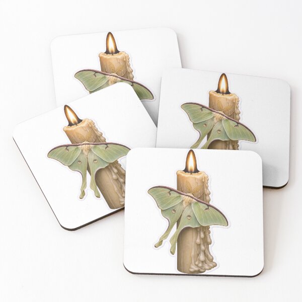 Item preview, Luna Moth Resting On Dripping Candle Witchy Charcoal Black designed and sold by StickyGuys.