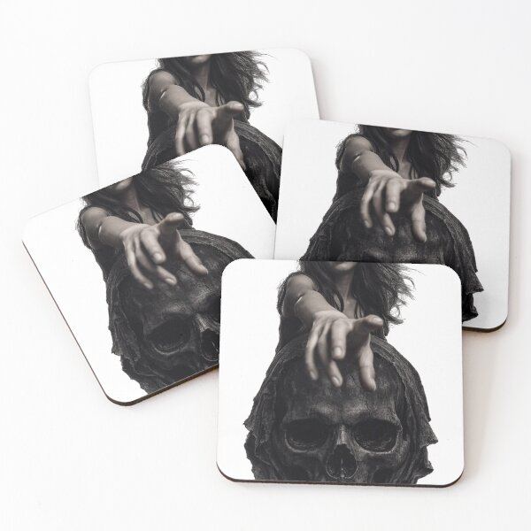 Item preview, Woman reaching out hand from dark skull frame as isolated object designed and sold by Creative88Art.