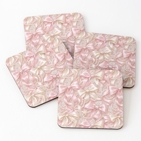 Item preview, Satin Bows Ribbons And Pearls Coquette Seamless Pattern Blush Pink designed and sold by StickyGuys.