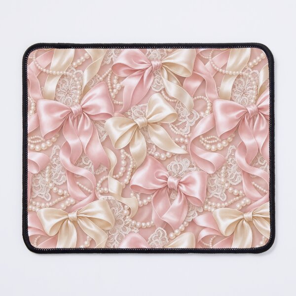 Item preview, Satin Bows Ribbons And Pearls Coquette Seamless Pattern Blush Pink designed and sold by StickyGuys.