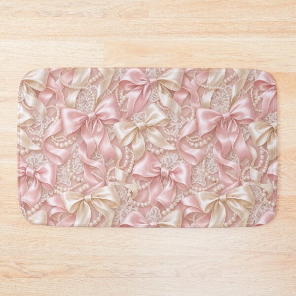 Item preview, Satin Bows Ribbons And Pearls Coquette Seamless Pattern Blush Pink designed and sold by StickyGuys.