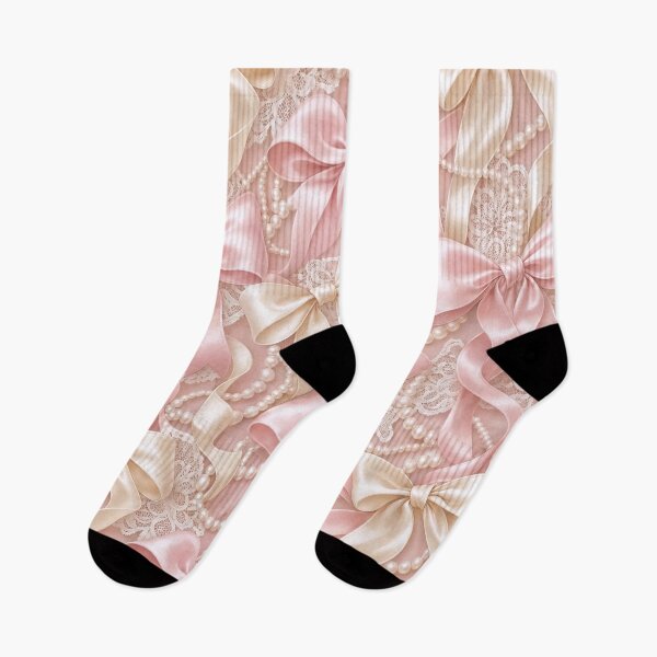 Item preview, Satin Bows Ribbons And Pearls Coquette Seamless Pattern Blush Pink designed and sold by StickyGuys.
