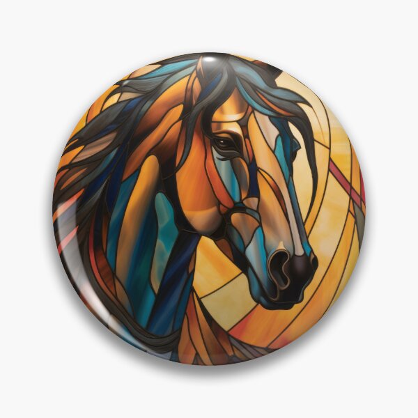 Item preview, Majestic Sunlit Horse Portrait Stained Glass Artwork designed and sold by pinkal.