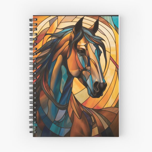Item preview, Majestic Sunlit Horse Portrait Stained Glass Artwork designed and sold by pinkal.